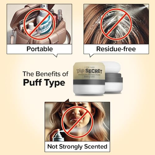 I DEW CARE Tap Secret Dry Shampoo Powder with Biotin - Tap Secret Original | Strengthening & Volumizing, Refillable, Travel size, Non-aerosol, Brunette, Korean Ginseng, Dry Shampoo for Women, 0.24 Oz