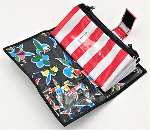 Cute Black and Red Stripe Oilcloth Envelope System Wallet for Cash Budgeting and Extreme Couponing