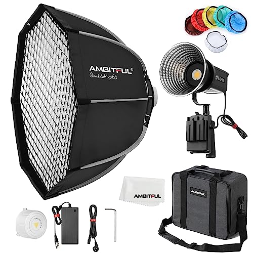 AMBITFUL EF100 100W 5600K Aurora COB LEDビデオライト、CRI 95*, TLCI 97*は、FX効果は静止物撮影、人像、スタジオ照明、インタビュー照明、アプリ対応