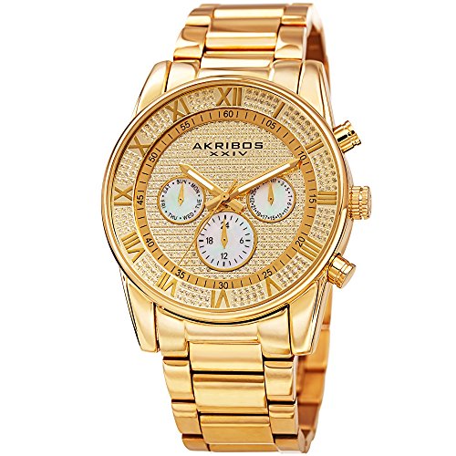 Akribos XXIV Elegant Gold Stainless Steel Watch for Men  Analog Quartz AK939YG