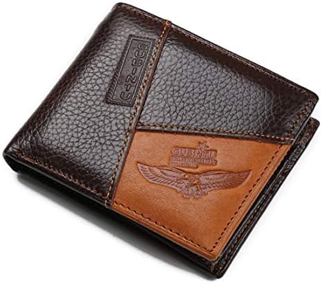 Mini Coin Wallet for Men Front Pocket ID Window Bank Card Wallet Slim Leather Splicing Money Clip