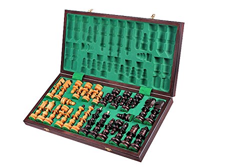 The Alcazar Chess Set an Unique Hand Crafted Wood Chess Pieces with a 5 inch King, 22.8 inch Wooden Chess Board that Folds for Chess Piece Storage - Thumbnail 3
