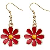 StyleJella Cute Sunflower Small Dangle Drop Daisy Flower Earrings for Women, Gold Minimal Vintage Hook Earrings, Statement Jewelry Gift for Women