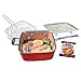 BulbHead Red Copper Square Pan 5 Piece Set by BulbHead, 10-Inch Pan, Glass Lid, Fry Basket, & More