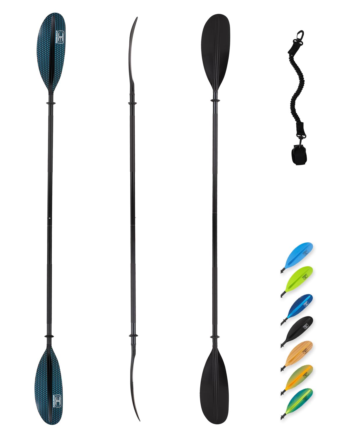 OCEANBROAD Kayak Paddle 90.5in/230cm Alloy Shaft Kayaking Boating Canoeing Oar with Paddle Leash 1 Paddle, HexaGradient Black Image OCEANBROAD Kayak Paddle 90.5in/230cm Alloy Shaft Kayaking Boating Canoeing Oar with Paddle Leash 1 Paddle, HexaGradient Black Image