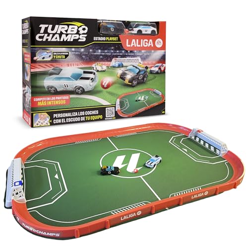 Turbo Champs LaLiga Stadion - 2 Exklusive Autos verbinden Leidenschaft für Fußball mit Auto-Emotionen, Spielen Sie mit Ligaautos, Spielzeug für Kinder ab 6 Jahren