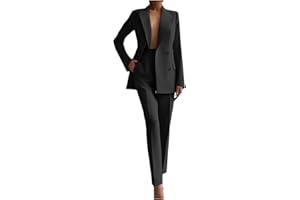 Womens Suit Sets for Work Two Piece Outfits Blazer Jacket and Pencil Pants Business Office Formal Blazer with Pocket