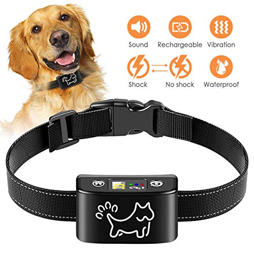 Dog Training Collar, Anti Bark Collar for Small, Medium, Large Dogs – Dog Bark Shock Collar Device to Stop,Control Barking w/Humane Newest Automatic-Black