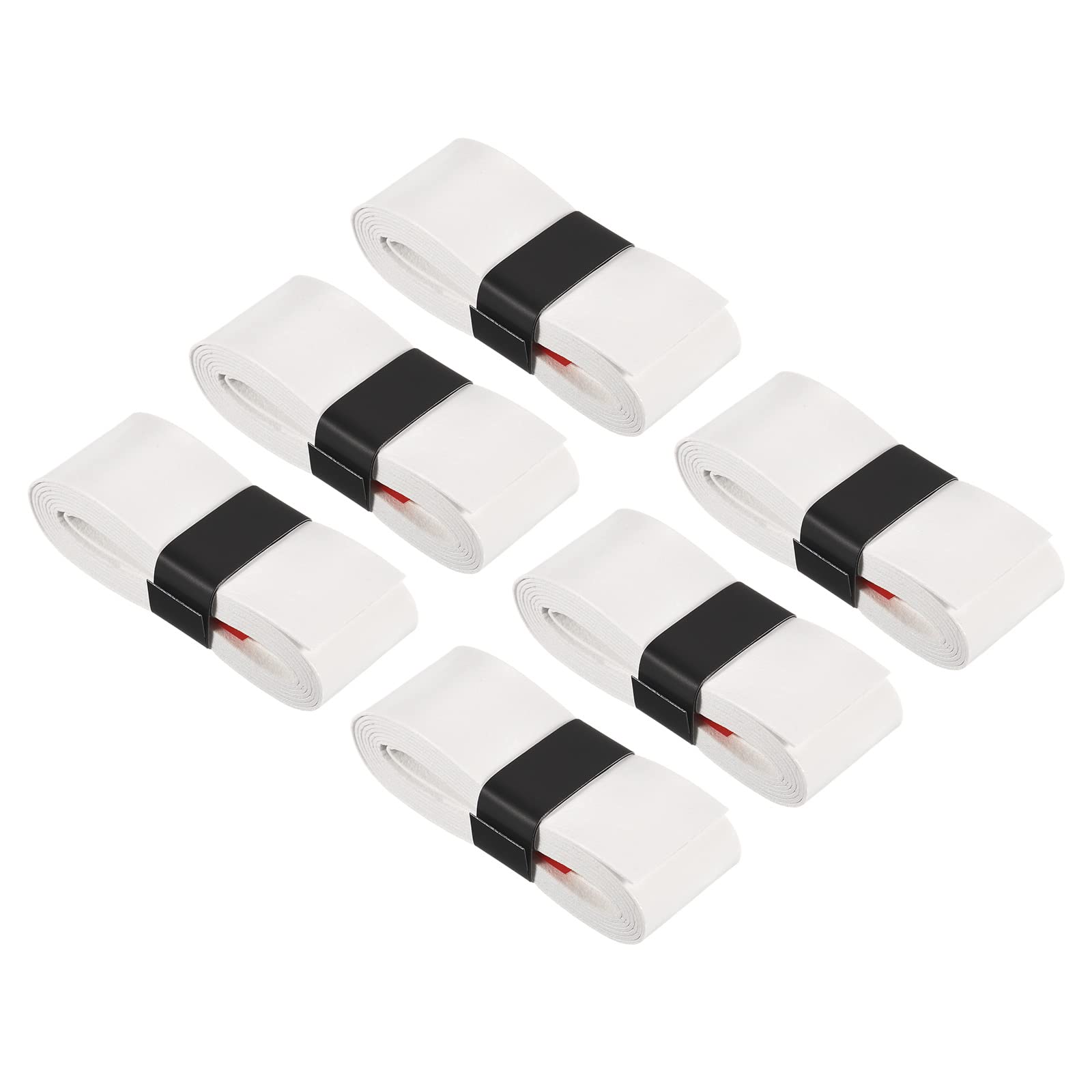PATIKIL 43.3" Tennis Racket Grip Tape, 6 Pack PU Overgrip Stretchy Non-Slip Absorb Sweat for Badminton Fishing Rod, White