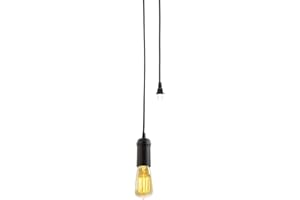 Globe Electric 65208 1-Light Plug-in Pendant 3-Pack, Matte Black, Black Woven Fabric Cord, in-Line On/Off Switch, E26 Base So