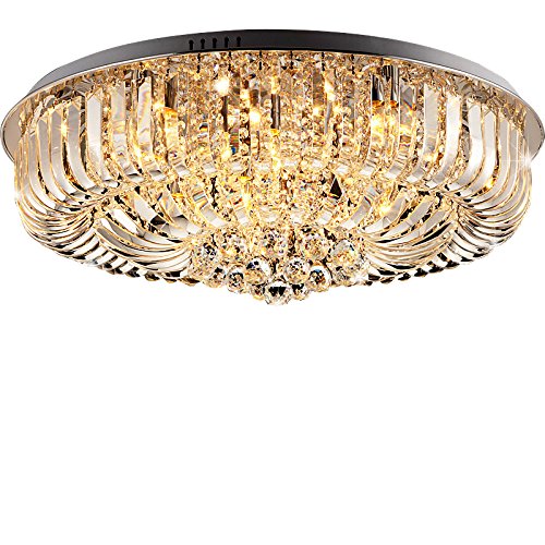 Modern Round Curved Crystal Flushmount Chandelier With Chrome