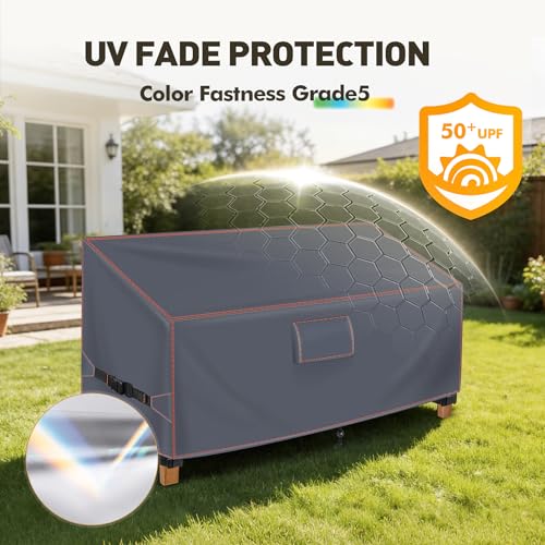 Garden Bench Cover 2 Seater 133 W x 70 D x 63/86 H cm, Protective Cover Garden Bench, 420D Oxford UV-Resistant Waterproof Cover Garden Furniture Winterproof, Triple Wind Protection Tarpaulin Garden