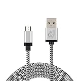 Micro USB Charger, Cambond 6.6 ft Reversible Quick Charge 2.0 A Male to Micro B Sync and Charging Cable Braided, using for Micro USB Connecting Devices(Silver)
