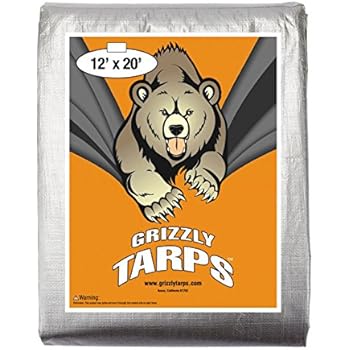 B-Air Grizzly Tarps - Large Multi-Purpose, Waterproof, Heavy Duty Poly Tarp Cover - 10 Mil Thick (Silver - 12 x 20 Feet)