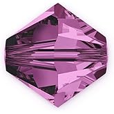 50pcs Authentic Preciosa 6mm Faceted Bicone Crystal Loose Beads Purple Amethyst Compatible with Swarovski 5301/5328 for DIY Jewelry Making Pre-B611