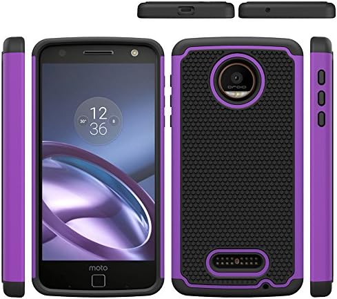 Moto Z Force Case,LKsung Hybrid Case 2 in 1 Hard PC+ Soft TPU Impact Protection Heavy Duty Shockproof Full-Body Protective Case for  Motorola Moto Z Force (purple)
