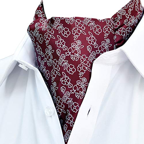 MOHSLEE Men's Paisley Floral Ascot Woven Silk Cravat Neckties Pocket Square Set - Thumbnail 2
