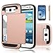 Galaxy S3 Case, EC™ Samsung Galaxy S3 Wallet Case, Hybrid High Impact Resistant Protective Shockproof Hard Shell with Card Holder Slot Cover for Samsung S3 i9300 (Rose Gold)