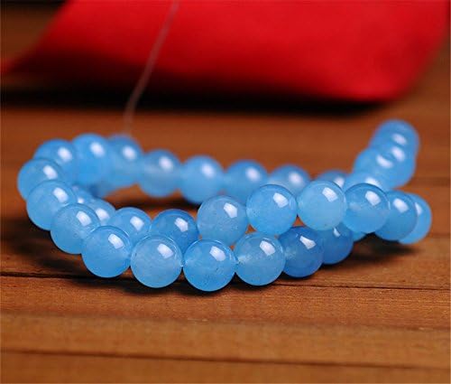 Natural Bright Blue Jade Beads Smooth Polished Round 4mm-14mm 15.4 Inch Full Strand for Jewelry Making (GJ12) (6mm)