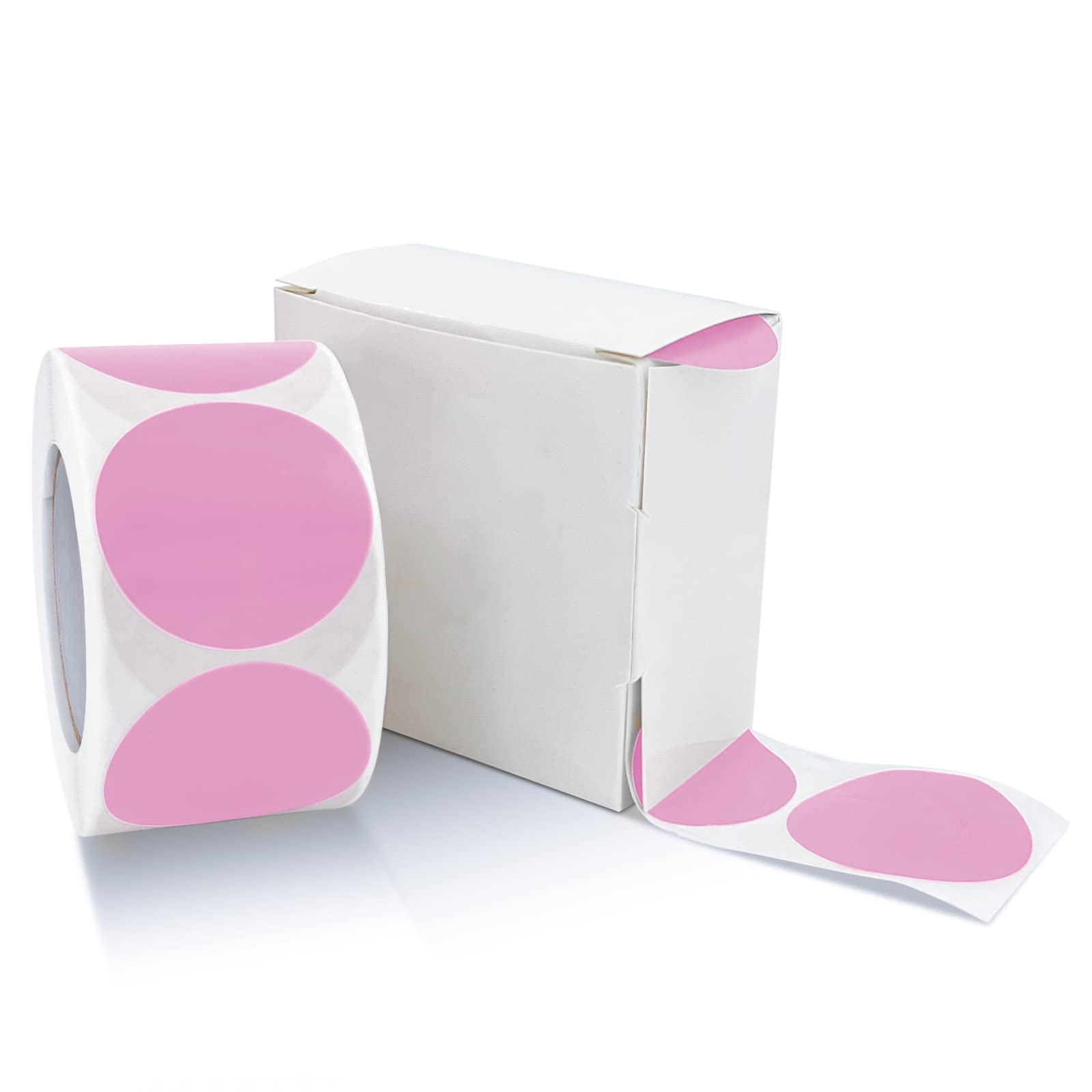 Round Stickers Pink 25mm Circle Labels with Dispenser Box Color Coding Dot Sticker Waterproof Removable Roll of 500