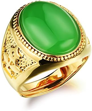 WuBeFine Men's 18K Gold Inlaid Agate Stone Rings Wedding Accessories