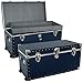 Seward Trunk Base Oversized Footlocker Trunk with Paper Lining, Interior Tray and Wheels, Navy Blue, 31-inch (SWD5531-61)