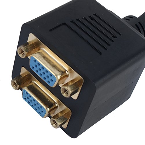 1 Male VGA to 2 Female VGA Splitter Cable Adapter