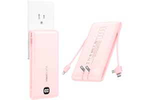 VEEKTOMX Portable Charger with Built in Cables 10000mAh, Power Bank for iPhone with Wall Plug, Travel Essential Fast Charging USB C Slim External Battery Pack for iPhone 17/16/15/14, Samsung, iPad,etc