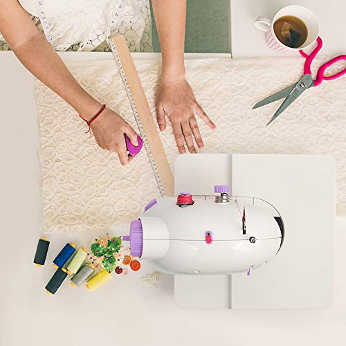 Mini Portable Sewing Machine with Extension Table Handheld Electric Sewing Machines Adjustable 2-Speed Sewing Machine for Kids Beginner and Home, Easy to Use, Purple