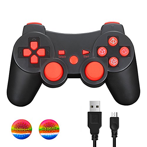 PS3 Controller Wireless, Dual Vibration Sixaxis Game Remote Customized Gamepad Joystick for Sony Playstation 3 PS3, Charger Cable Included (Red) PS3 Controller Wireless, Dual Vibration Sixaxis Game Remote Customized Gamepad Joystick for Sony Playstation 3 PS3, Charger Cable Included (Red)