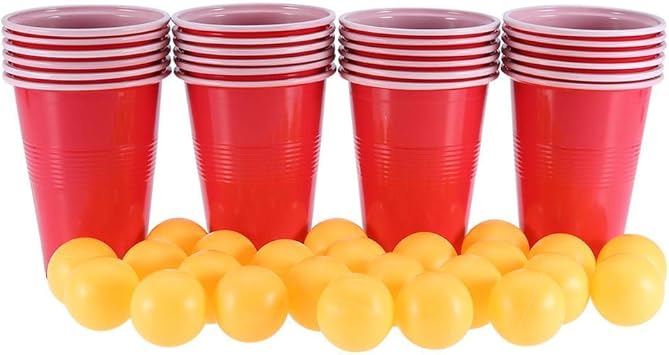 Amazon Co Jp ビール卓球セット ビール卓球セットには パーティー用の24個の赤いカップとピンポンボールゲームグッズが含まれています ホーム キッチン