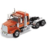 Diecast Masters Western Star 4900 SB Sleeper Tandem Tractor- Metallic-Orange cab with Black Stripes 1/50
