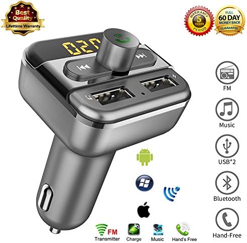 Wireless Bluetooth FM Transmitter - Dual USB Ports Car Kit Support USB Flash Driver and Micro SD Card Hand-free Radio Receiver For Apple iPhone8/X iPod iPad Samsung Galaxy Note8 Android Smartphone
