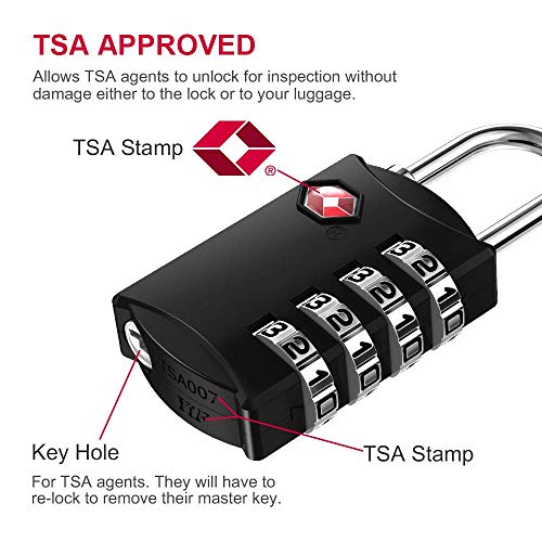 TSA Approved Luggage Lock, Travel Lock, 4 Digit Combination Lock for