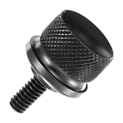 ClipsOne 2 PCS Black Billet Aluminum Knurled Rear Seat Bolt Screw for Harley Davidson Motorcycles 1996-2016 - Thumbnail 2