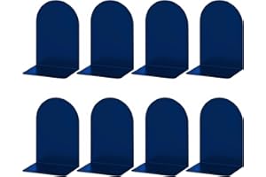 LULONPON Metal Book Ends, Bookends for Shelves, Blue Book Ends for Shelves, Book Ends for Heavy Books, Book Shelves Holder for School Library and Desktop Organizer (8, Blue)