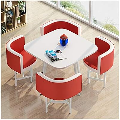 Coffee Table And Chair Set Reception Table And Chair Combination Restaurant Dining Table Leather Chair Set Of 4 Business Office Hotel Home Kitchen Play Area 80cm Square Table Color Red Buy