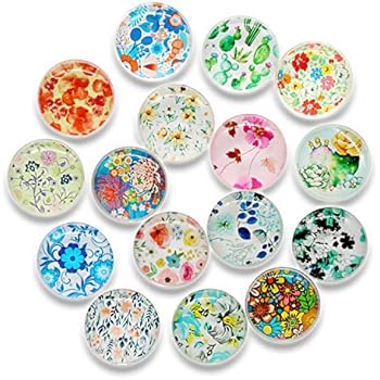 (Update)Cosylove 16pcs Big Flower Refrigerator Magnets, Crystal Glass Fridge Magnets for Office Cabinets, Whiteboards, Photos, Decorative Magnets