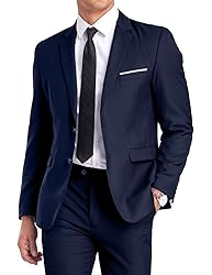 Mens Suit Slim Fit Set 2 Piece Solid Formal Wedding