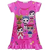 FSBBUT Girls Dress Printed Pattern Design Casual Loose Pajamas Nightgown for Doll LOL Surprised.