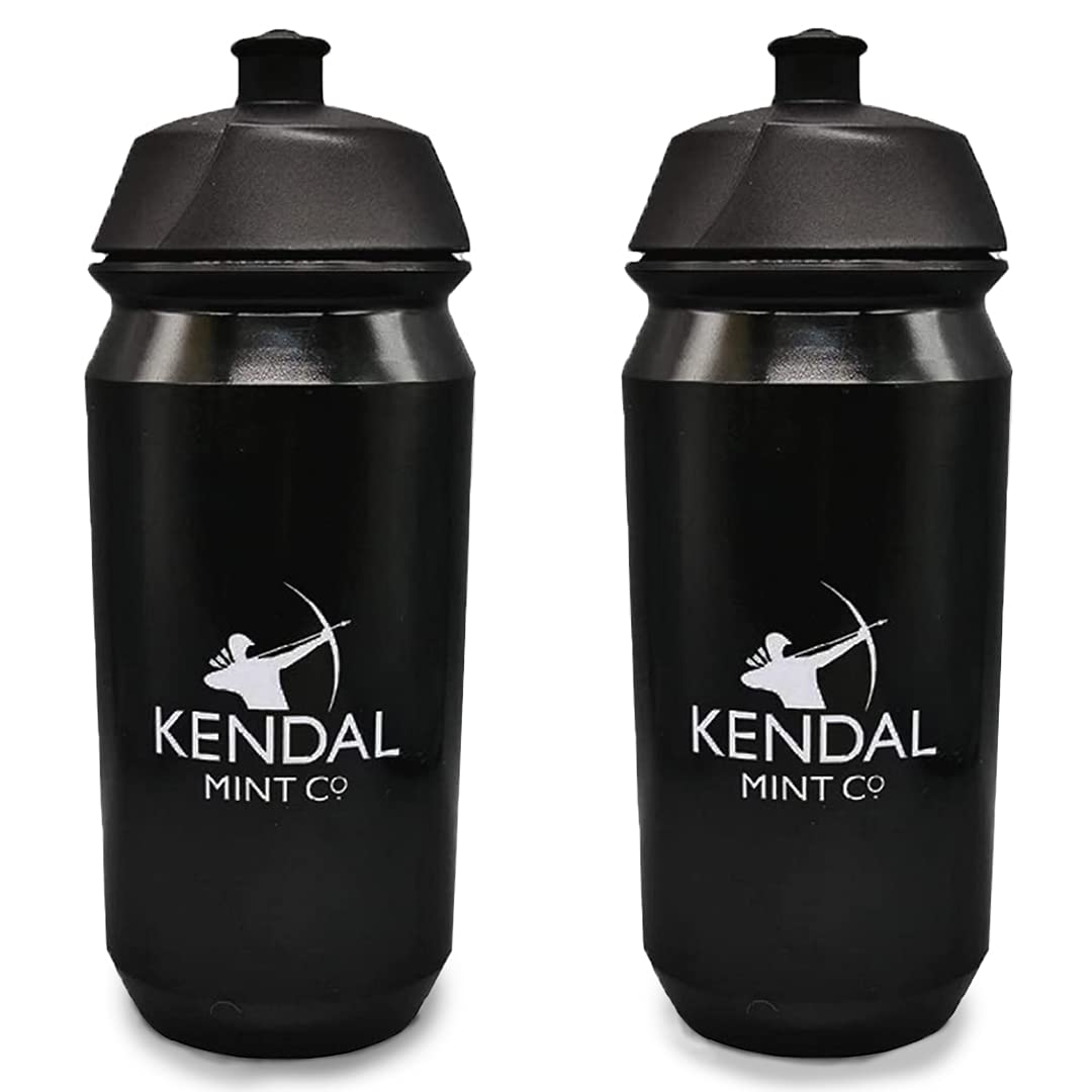Kendal Mint Co. KMC Bio Drinks Bottle/Bidon for Cycling 500ml | 100& Biodegradable | Easy Squeeze | Leak Proof Locking Cap (Black (Pack Of 2))