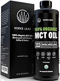 Verve Leaf - 100% Organic Virgin MCT Coconut Oil - Perfect Source of Sustained Energy from Fat and Gets You in The Ketosis Zone Fast - Boosts Cognitive Function, Mental Clarity and Focus - 32 oz
