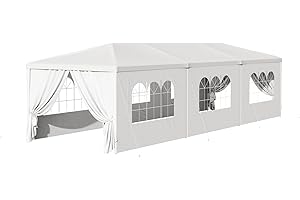 SUSICI 10x30 Party Canopy Tent with 8 Removable Sidewalls for Parties, Waterproof Wedding Party and Events Tent, Wind Resistant Portable Gazebo for Backyard, Patio, White