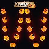 FLY2SKY 2PCS Halloween Party Favors Necklace jack-o'-lantern Halloween Light up Toys Decorations LED Pumpkin Necklace
