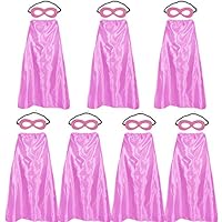 Superhero Capes for Adults Bulk with Masks- Women Men Dress Up Party-7 Pack (Pink)