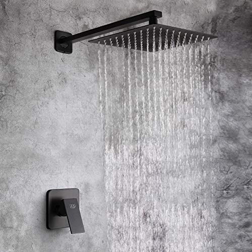 POP Matte Black Shower Faucet Set with 10 Inch Shower Head and Handle