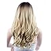 Netgo Ombre Wig Long Wavy Blonde Ombre Wig Dark Roots Heat Resistant Sythentic Full Wigs for Women