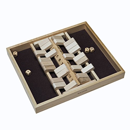 Double Sided Shut-the-Box Game with 12 Numbers - Solid Maple Wood (Made in USA)