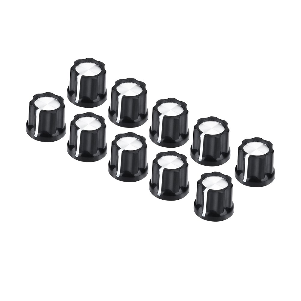 Drfeify Volume Tone Knobs, 10Pcs / Set Potentiometer Volume Tone Knobs Caps for D Shaped Shaft Electric Guitar Bas