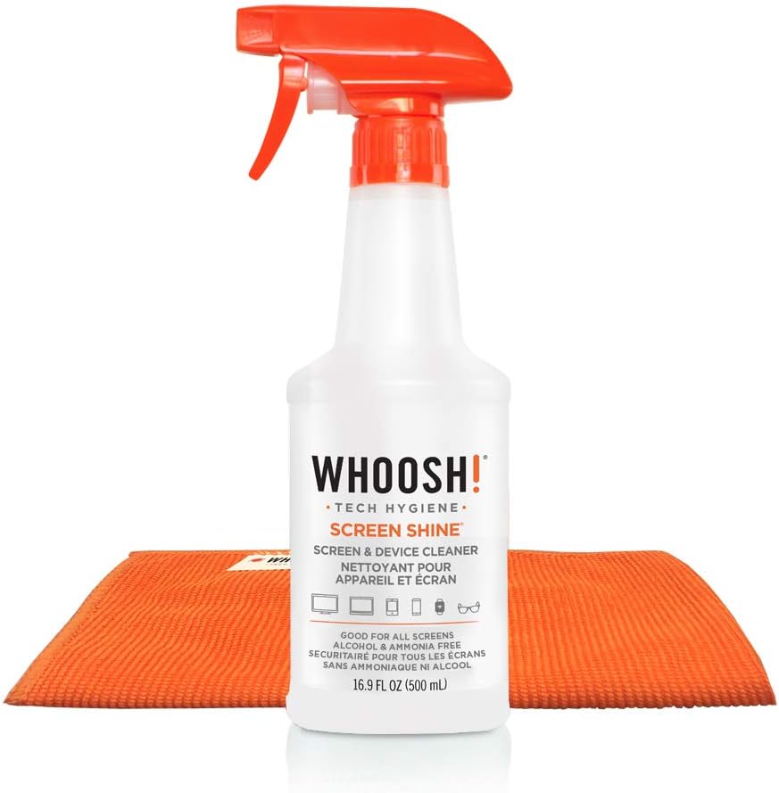 WHOOSH! Screen Cleaner 500ml W/Premium Microfiber Cloth Best for